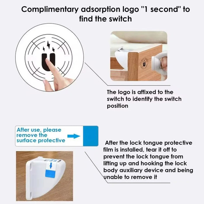 2Pcs Magnetic Cupboard Lock with Key Child Safety Lock for Kitchen Cabinets and Drawers - 4