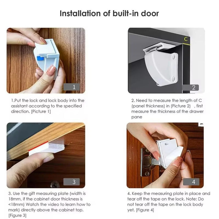 2Pcs Magnetic Cupboard Lock with Key Child Safety Lock for Kitchen Cabinets and Drawers - 5