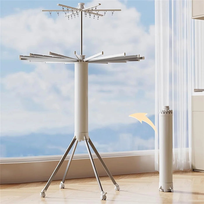 Dual Layer Foldable Floor-Standing Octopus Clothes Drying Rack Household Multi-Head Clothes Drying Rack - White - 4