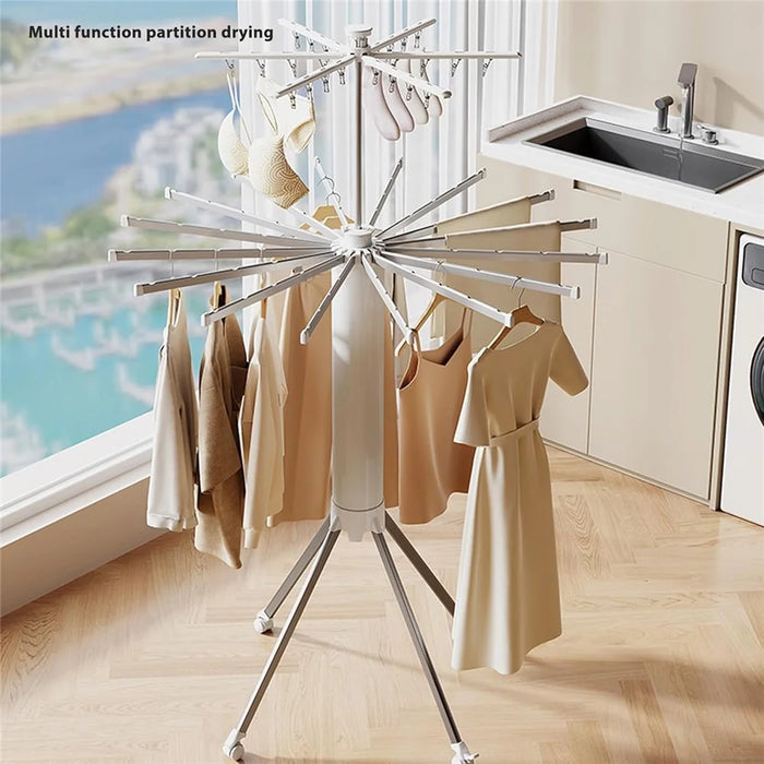 Dual Layer Foldable Floor-Standing Octopus Clothes Drying Rack Household Multi-Head Clothes Drying Rack - White - 5