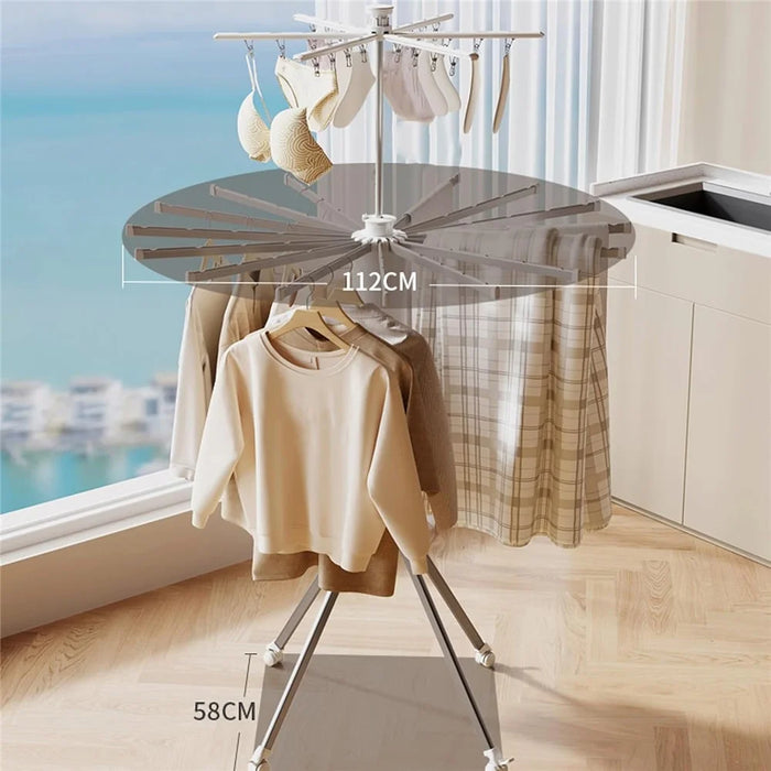 Dual Layer Foldable Floor-Standing Octopus Clothes Drying Rack Household Multi-Head Clothes Drying Rack - White - 7