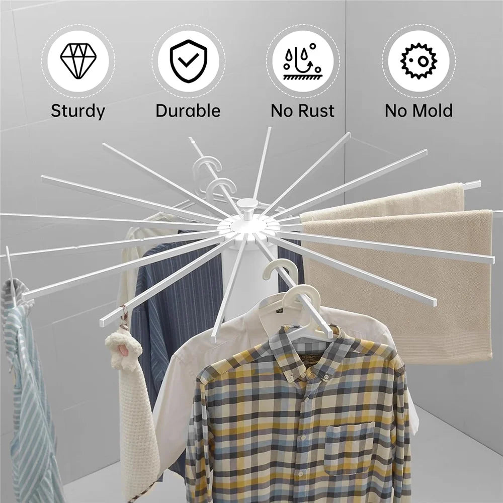 Single Layer Foldable Floor-Standing Octopus Clothes Drying Rack Household 16-pole Clothes Drying Rack - White - 2