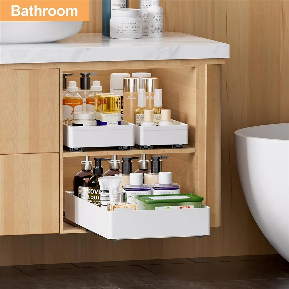 3Pcs / Set Metal Slide Track Spice Bowl Drawer Storage Rack Kitchen Cabinet Cupboard Organizer - 2