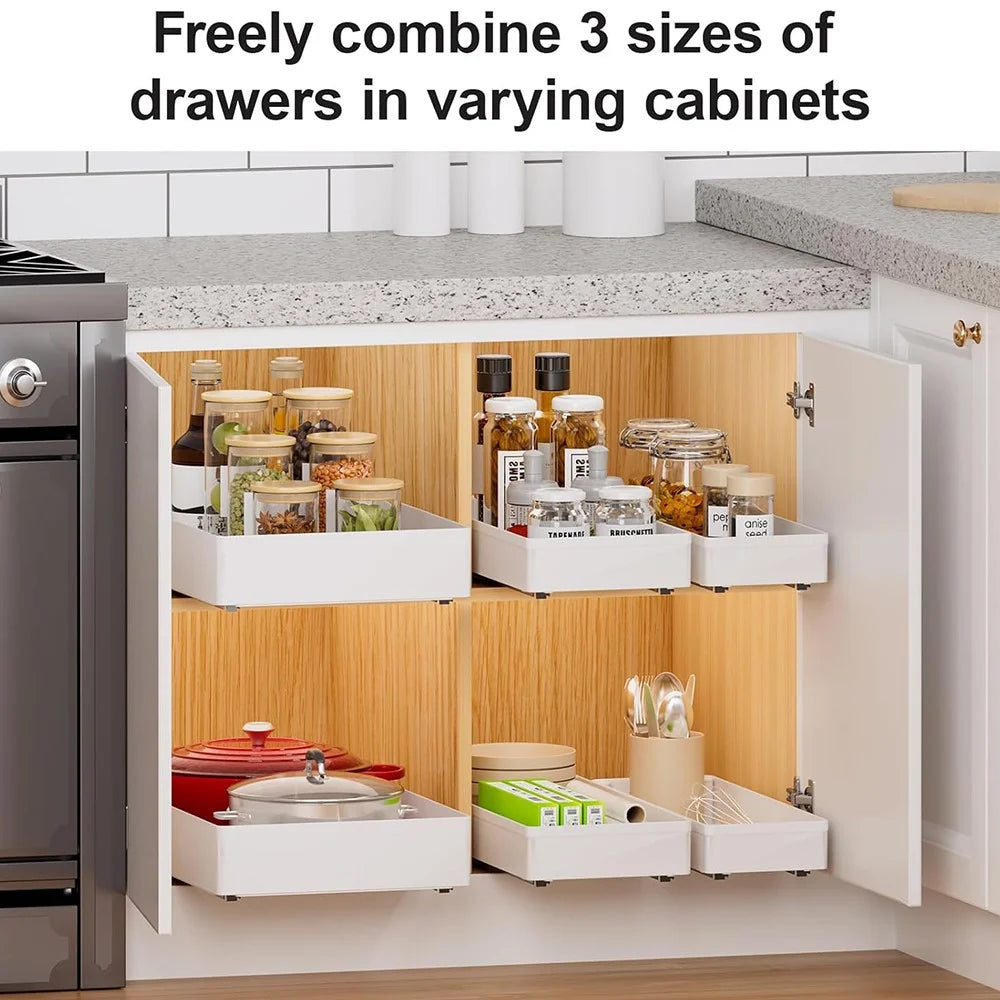 3Pcs / Set Metal Slide Track Spice Bowl Drawer Storage Rack Kitchen Cabinet Cupboard Organizer - 3
