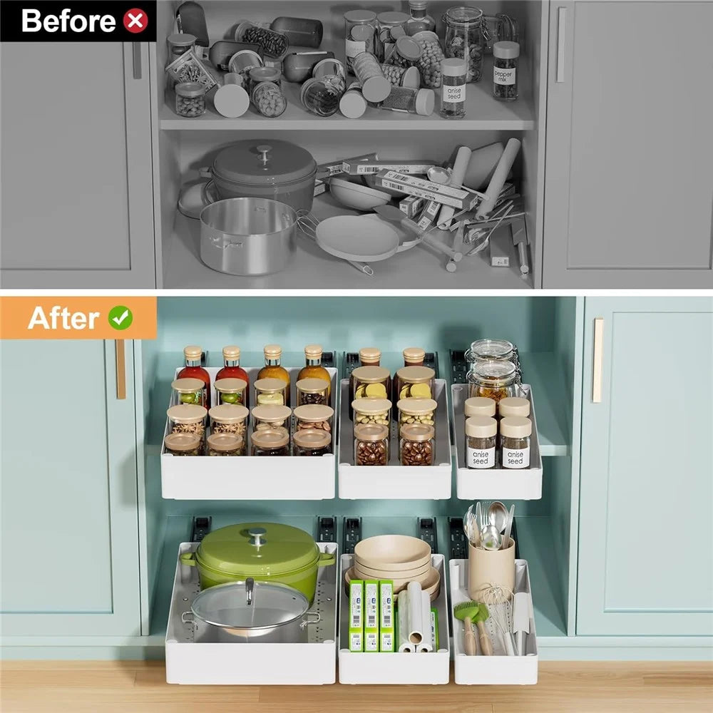 3Pcs / Set Metal Slide Track Spice Bowl Drawer Storage Rack Kitchen Cabinet Cupboard Organizer - 4
