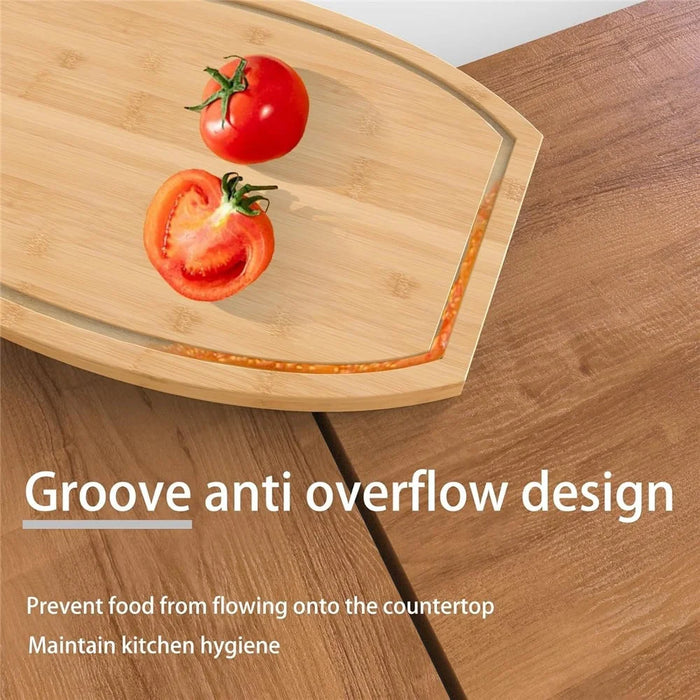 Corner Cutting Board for Kitchen Countertop Space Saving Bamboo Wood Corner Chopping Block (BPA Free, No FDA) - 6
