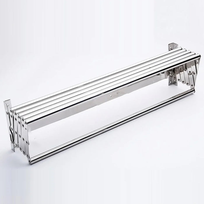 Wall Mounted Folding Clothes Drying Rack 80cm 7 Rods Stainless Steel Towel Hanger Extendable Shelf - 2