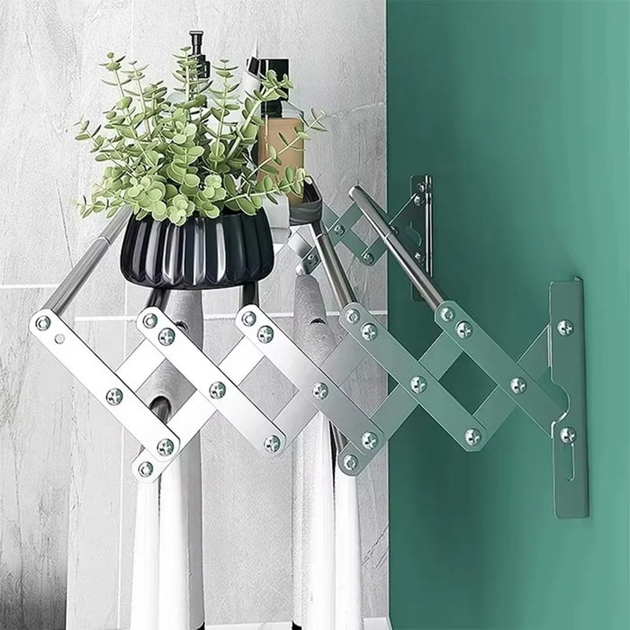 Wall Mounted Folding Clothes Drying Rack 80cm 7 Rods Stainless Steel Towel Hanger Extendable Shelf - 5