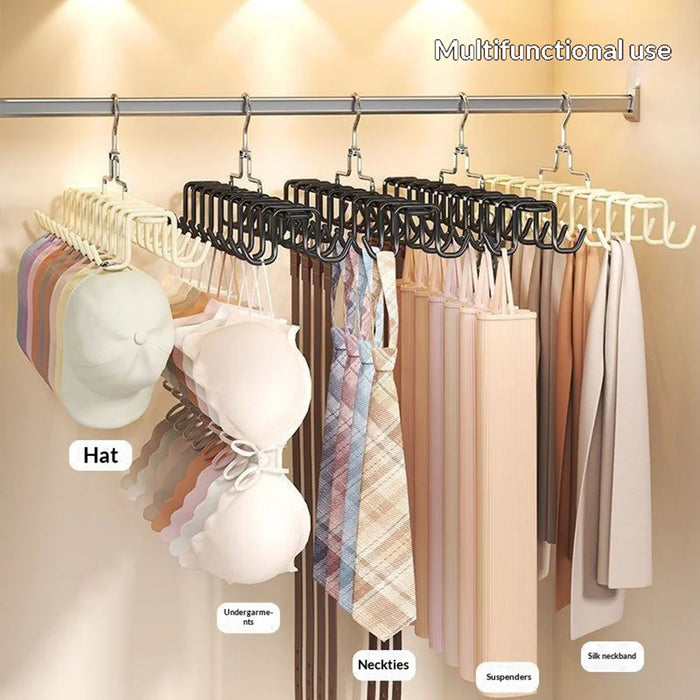 20 Hooks Rotating Clothes Hanger Rack Multi-functional Underwear Organizer Belt Scarf Storage Hook - Cream Apricot - 4