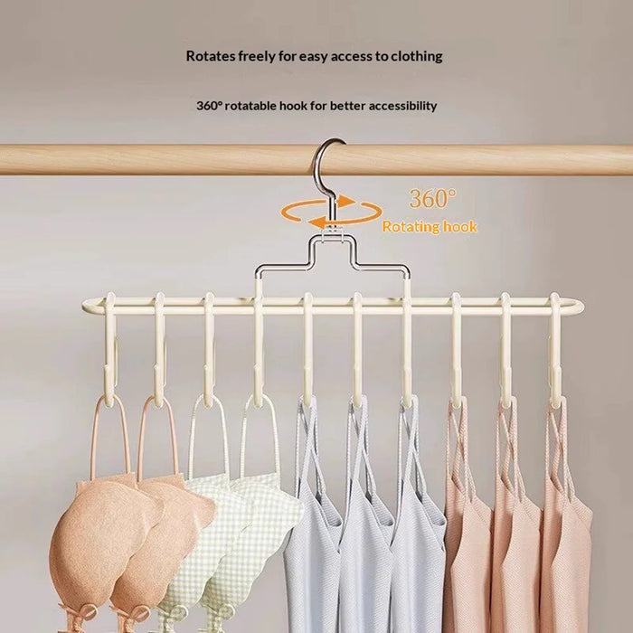 20 Hooks Rotating Clothes Hanger Rack Multi-functional Underwear Organizer Belt Scarf Storage Hook - Cream Apricot - 5