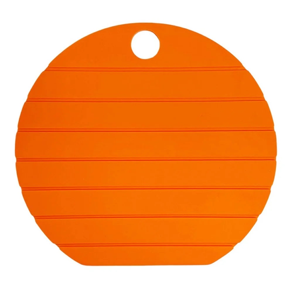 Portable Silicone Cutting Board 30cm Round Folding Kitchen Chopping Board for Camping Outdoor - Orange - 1