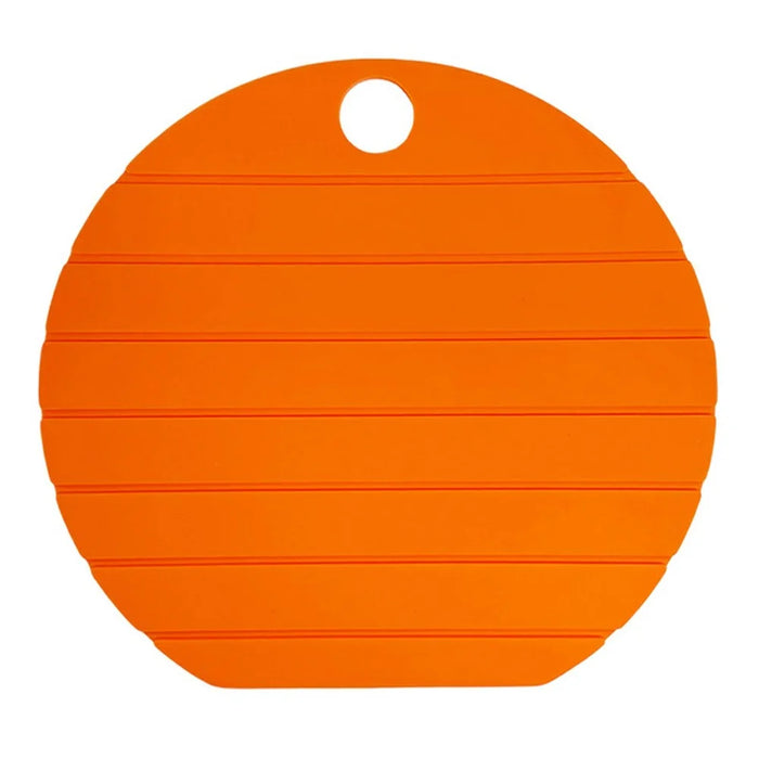 Portable Silicone Cutting Board 30cm Round Folding Kitchen Chopping Board for Camping Outdoor - Orange - 1