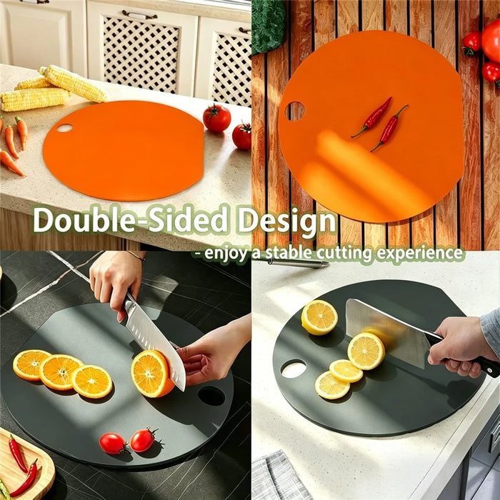 Portable Silicone Cutting Board 30cm Round Folding Kitchen Chopping Board for Camping Outdoor - Orange - 4