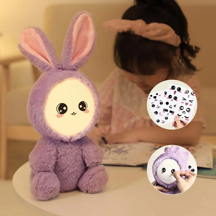 Cute Cartoon Plush Toy Night Light Bluetooth-compatible Speaker Children Girlfriend Gift - Rabbit - 1