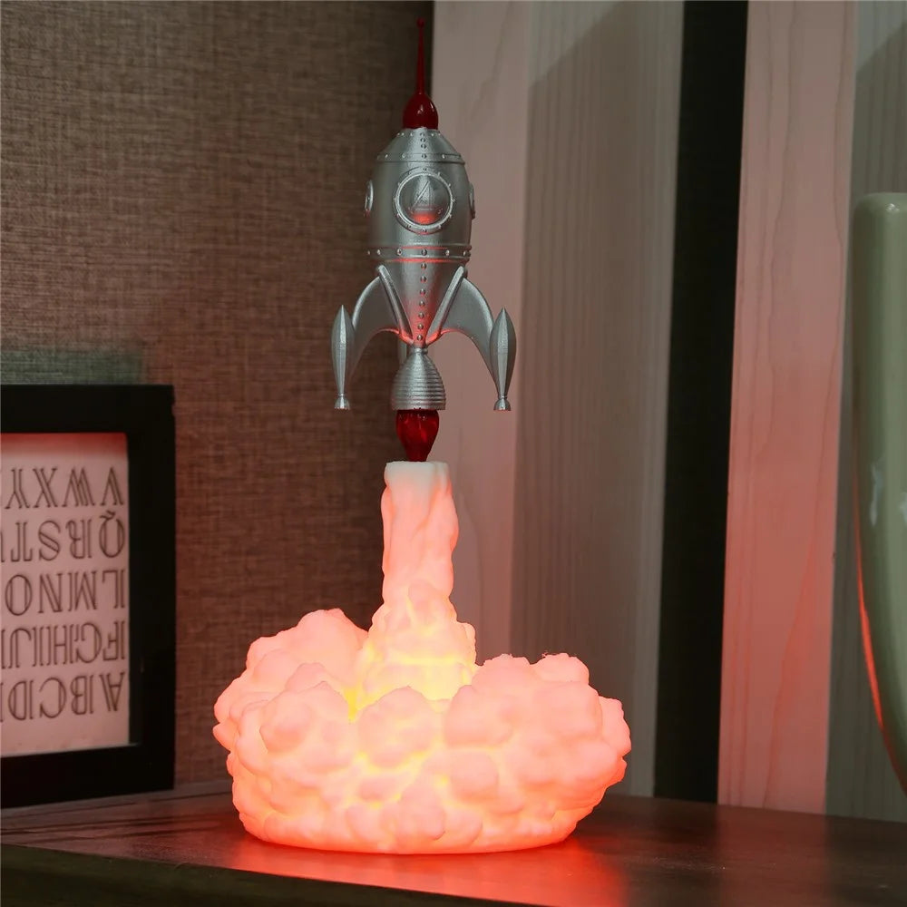 A5 Creative 3D Printing Rocket Lamp LED Night Light Children Gift Home Bedroom Decoration - 1