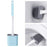 6905 Quick Drying Flat Head Soft Bristles Long Handle Toilet Brush with Base Bathroom Cleaning Supplies - Sky Blue - 1