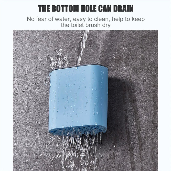 6905 Quick Drying Flat Head Soft Bristles Long Handle Toilet Brush with Base Bathroom Cleaning Supplies - Sky Blue - 3