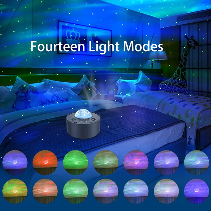 K-1090 Northern Lights Projection Lamp USB Moon Light LED RGB Laser Night Light with 7 Brightness Level Adjustable (Laser Version) - Black - 3