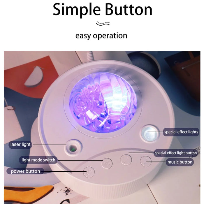 K-1090 Northern Lights Projection Lamp USB Moon Light LED RGB Laser Night Light with 7 Brightness Level Adjustable (Laser Version) - Black - 6