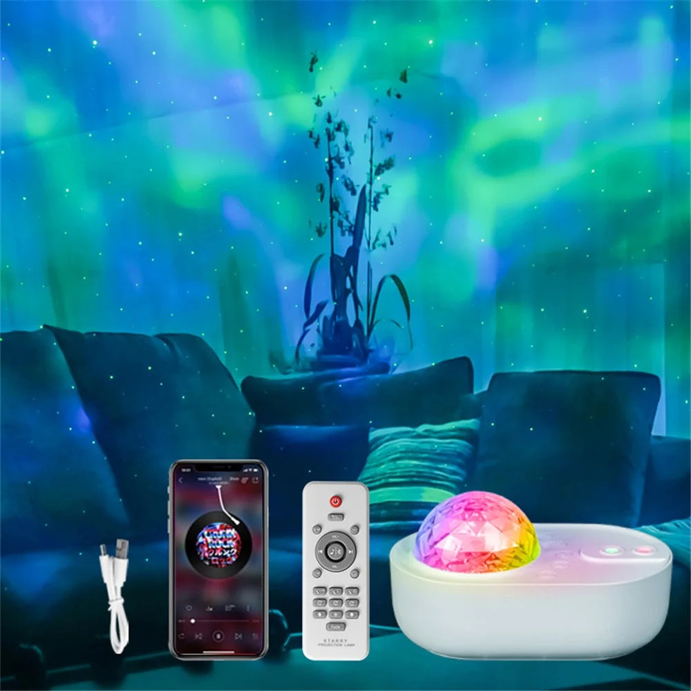 K-1069 Spacecraft Galaxy Projector Aurora Lights Star Projector with Remote Control Sky Night Light Projector - White - 2