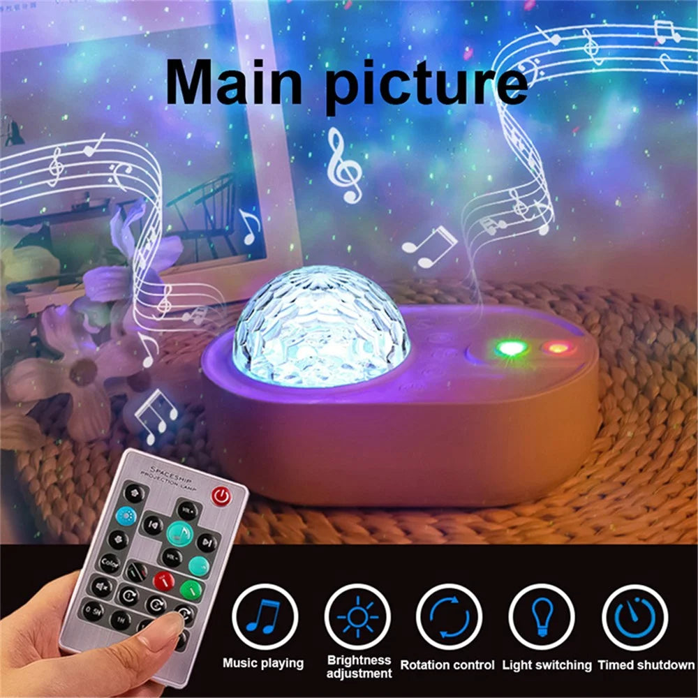 K-1069 Spacecraft Galaxy Projector Aurora Lights Star Projector with Remote Control Sky Night Light Projector - White - 4