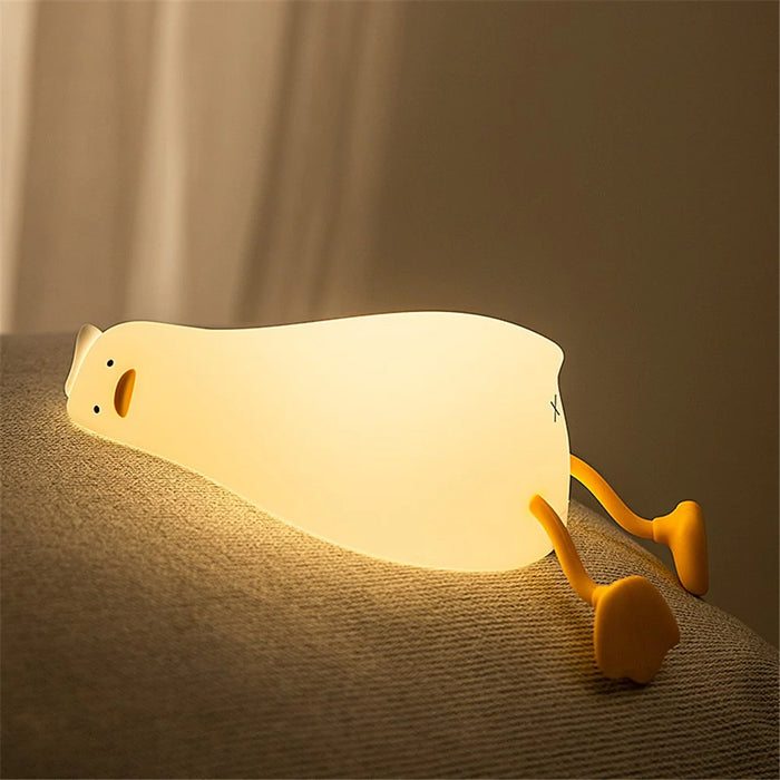 Soft Silicone Touch Sensor Timing Flat Duck Night Lamp for Kids Bedroom LED Night Light - 5
