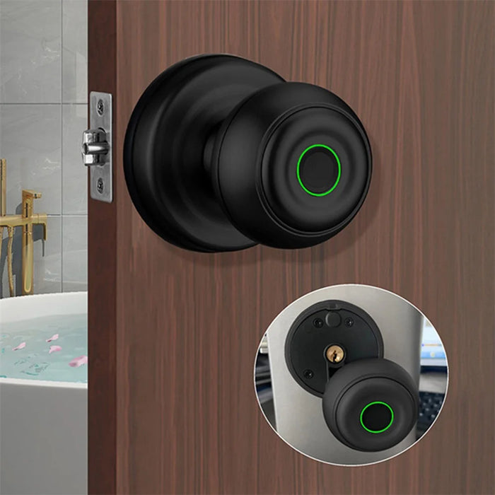 K01 Smart Fingerprint Lock Aluminum Alloy Biometric Lock Door Knob Home Security - Black - 2