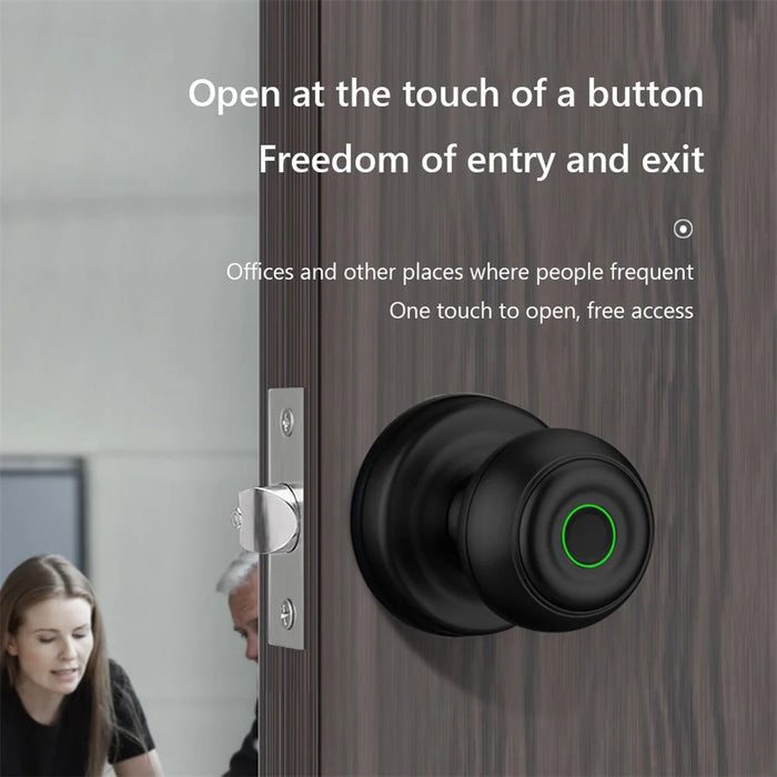 K01 Smart Fingerprint Lock Aluminum Alloy Biometric Lock Door Knob Home Security - Black - 4