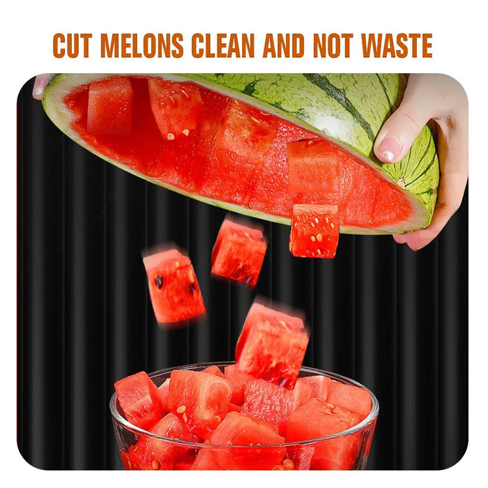 3-in-1 Watermelon Fork Slicer Cutter Stainless Steel Fruit Scooper Tool for Camping Kitchen Gadgets - Green - 4