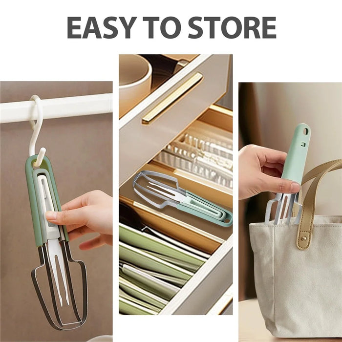 3-in-1 Watermelon Fork Slicer Cutter Stainless Steel Fruit Scooper Tool for Camping Kitchen Gadgets - Green - 6