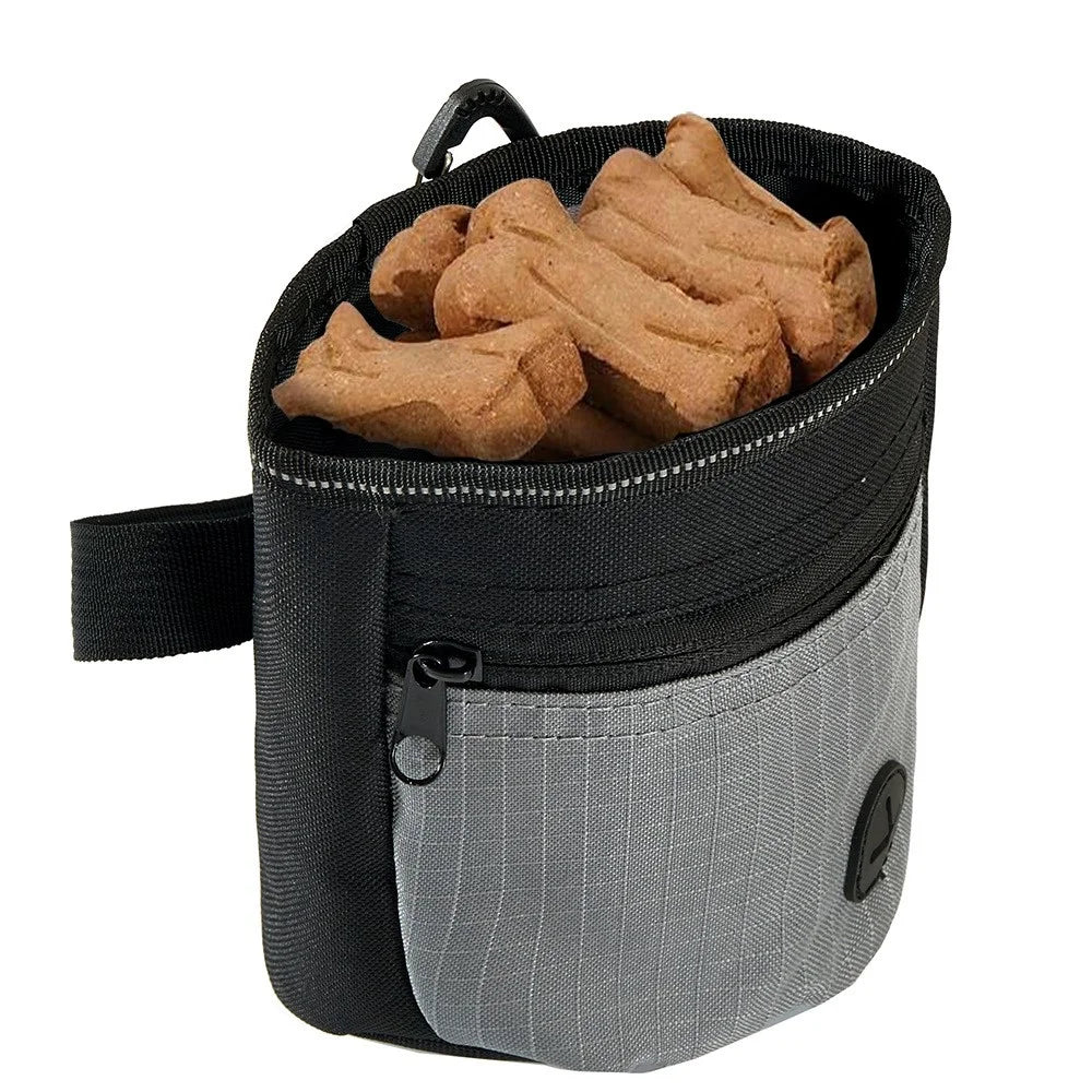 QS-118 Pet Snack Bag Magnetic Oxford Cloth Pet Gift Dog Training Snack Storage Waist Bag - Black+Grey - 4