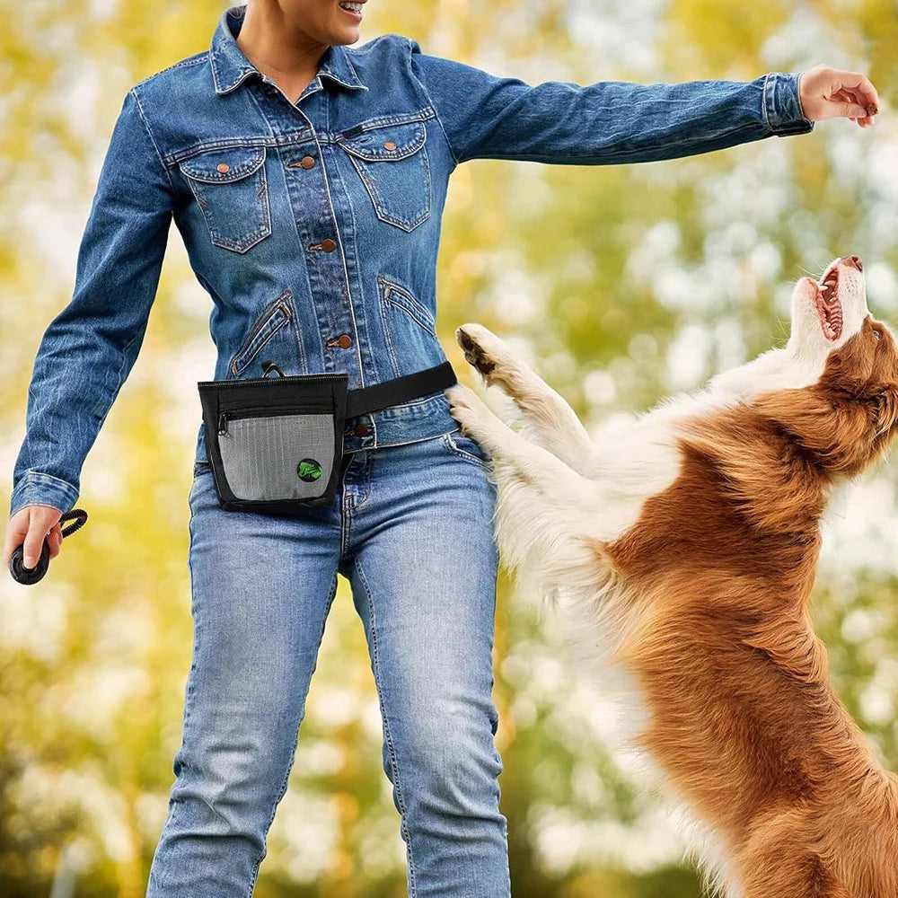 QS-118 Pet Snack Bag Magnetic Oxford Cloth Pet Gift Dog Training Snack Storage Waist Bag - Black+Grey - 6