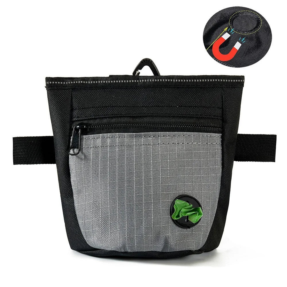 QS-118 Pet Snack Bag Magnetic Oxford Cloth Pet Gift Dog Training Snack Storage Waist Bag - Black+Grey - 7