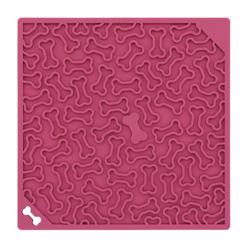 Pet Bone Shaped Lick Mat Slow Feeder Anti-Choke Suction Cup Licking Pad for Dogs / Cats - Deep Pink - 1