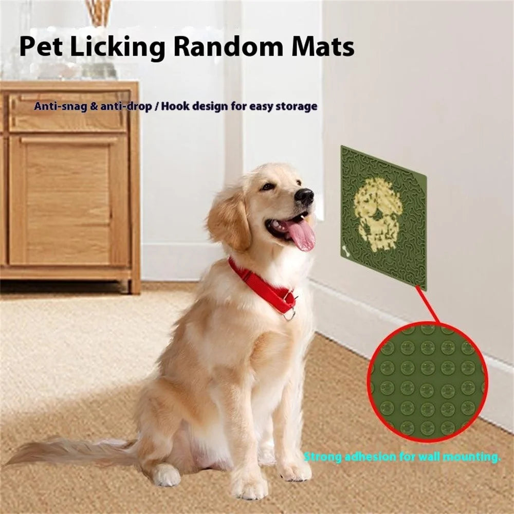 Pet Bone Shaped Lick Mat Slow Feeder Anti-Choke Suction Cup Licking Pad for Dogs / Cats - Deep Pink - 7