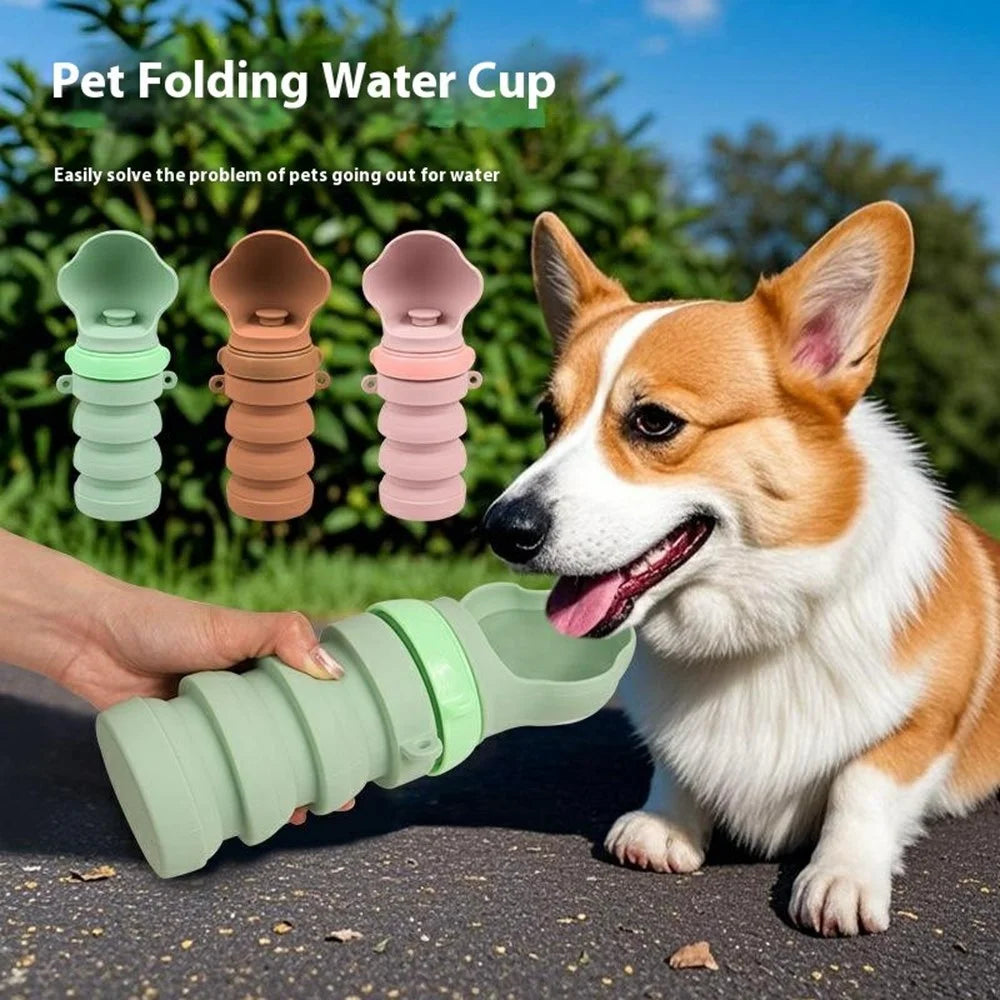 Portable Collapsible Pet Water Dispenser Gift for Outdoor Travel Silicone Pet Drinking Bowl (BPA Free, FDA / CPC / LFGB Certified) - Green - 2