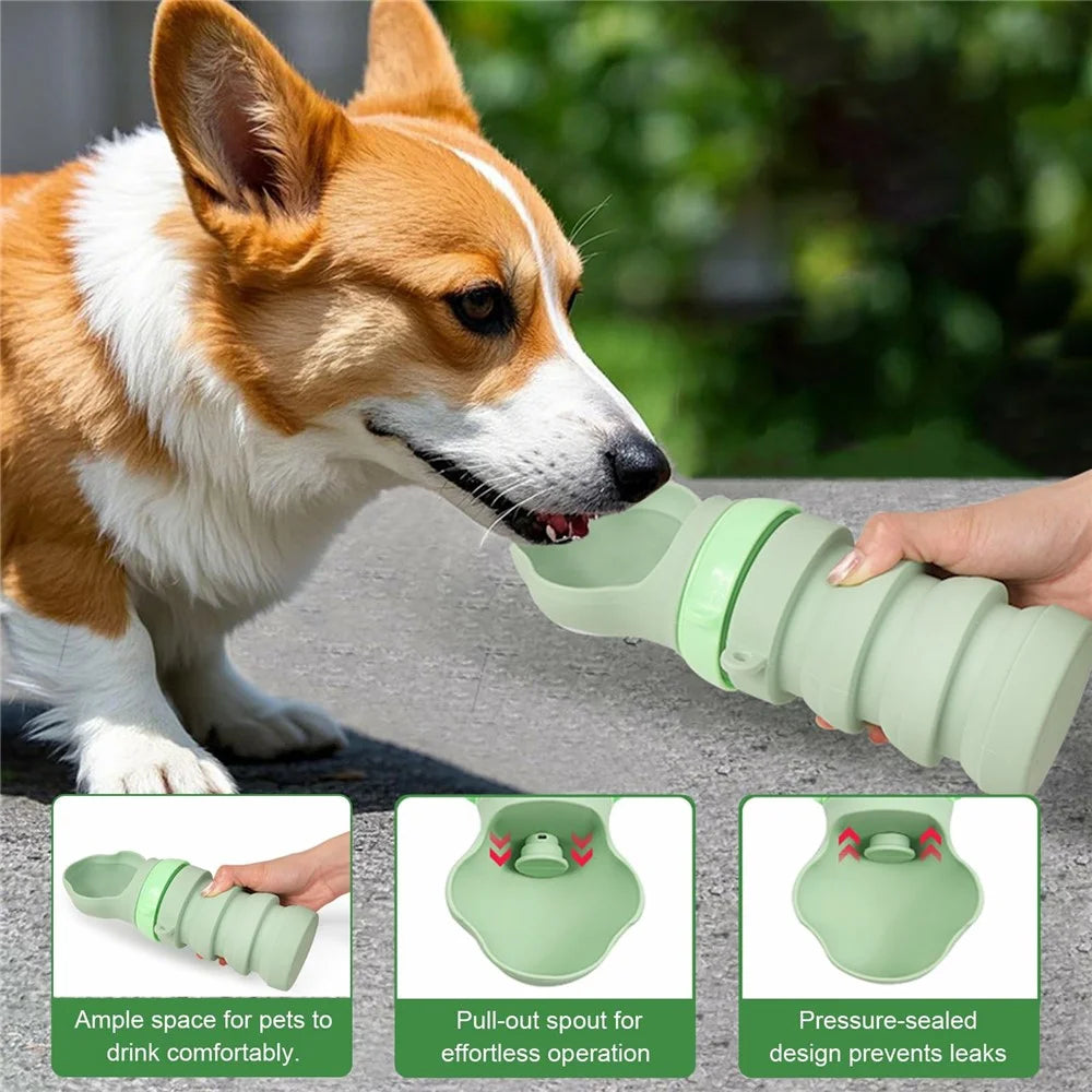 Portable Collapsible Pet Water Dispenser Gift for Outdoor Travel Silicone Pet Drinking Bowl (BPA Free, FDA / CPC / LFGB Certified) - Green - 3