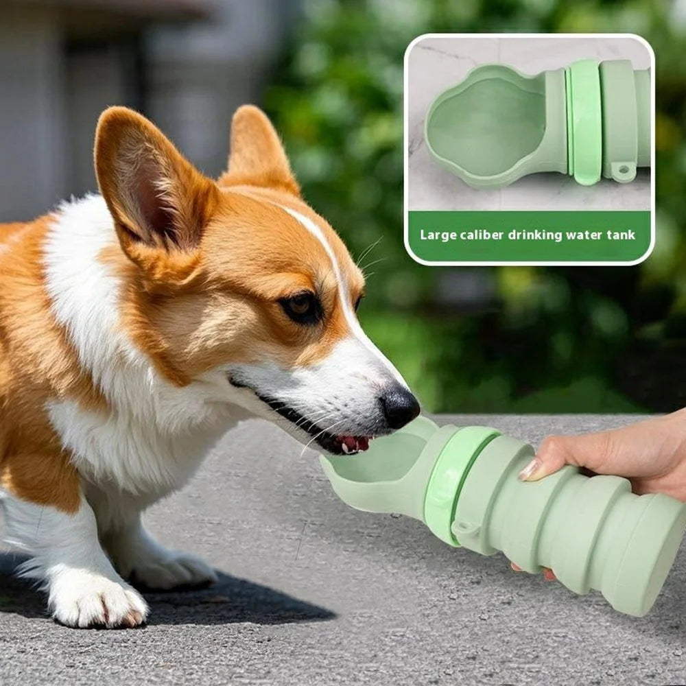 Portable Collapsible Pet Water Dispenser Gift for Outdoor Travel Silicone Pet Drinking Bowl (BPA Free, FDA / CPC / LFGB Certified) - Green - 6
