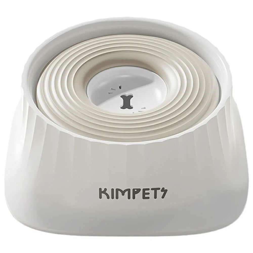 KIMPETS Pet Floating Water Bowl 1500ml Splashproof No Wet Mouth Cat Dog Feeder - White - 1
