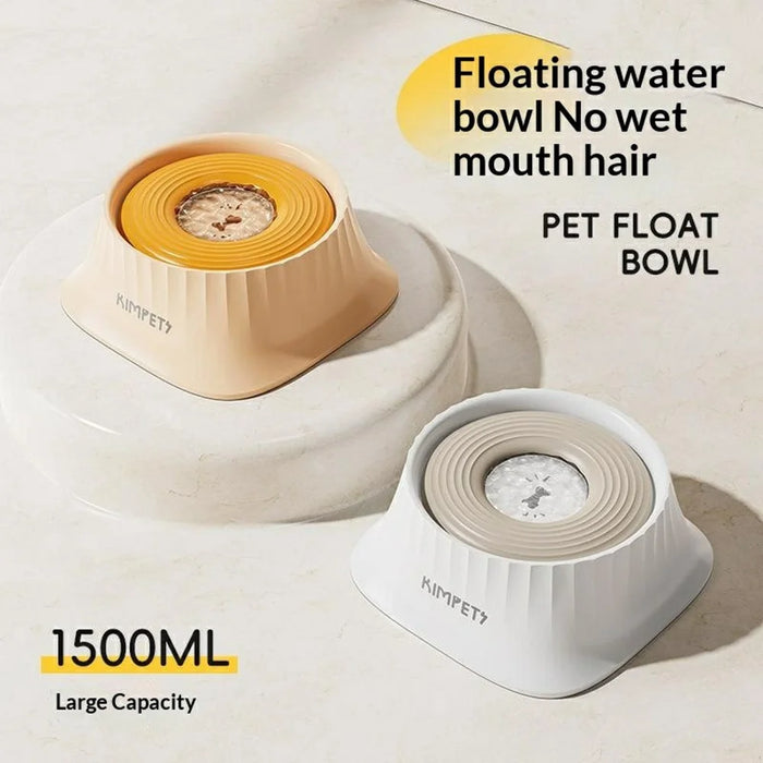 KIMPETS Pet Floating Water Bowl 1500ml Splashproof No Wet Mouth Cat Dog Feeder - White - 2