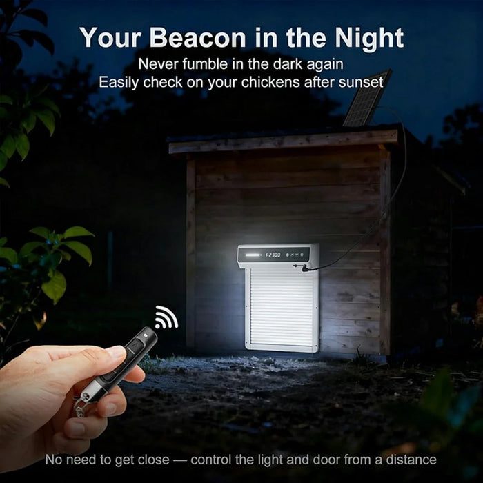 D1058 Solar Automatic Chicken Coop Door Opener 5000mAh Remote Control Anti-Pinch Digital Display Door Opener for Pet - White - 3