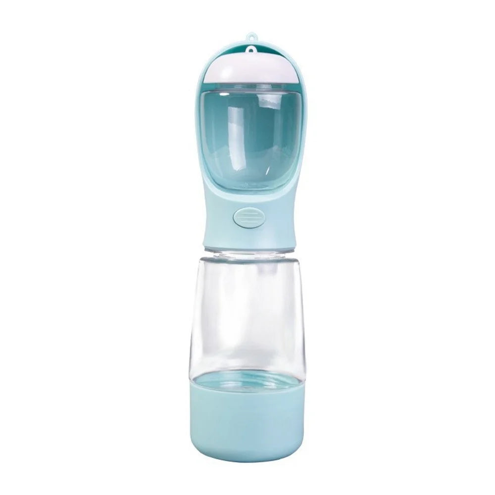 3 in 1 Pet Travel Water Bottle with Food Storage and Poop Bag Dispenser Leak-Proof Dog Cat Water Cup (BPA Free, No FDA) - Sky Blue - 1