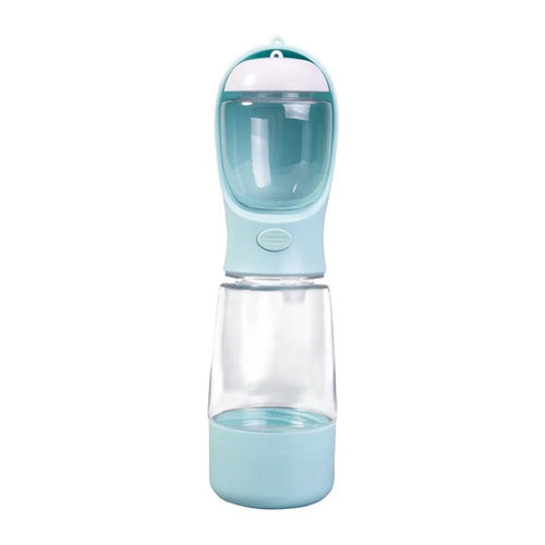 3 in 1 Pet Travel Water Bottle with Food Storage and Poop Bag Dispenser Leak-Proof Dog Cat Water Cup (BPA Free, No FDA) - Sky Blue - 1