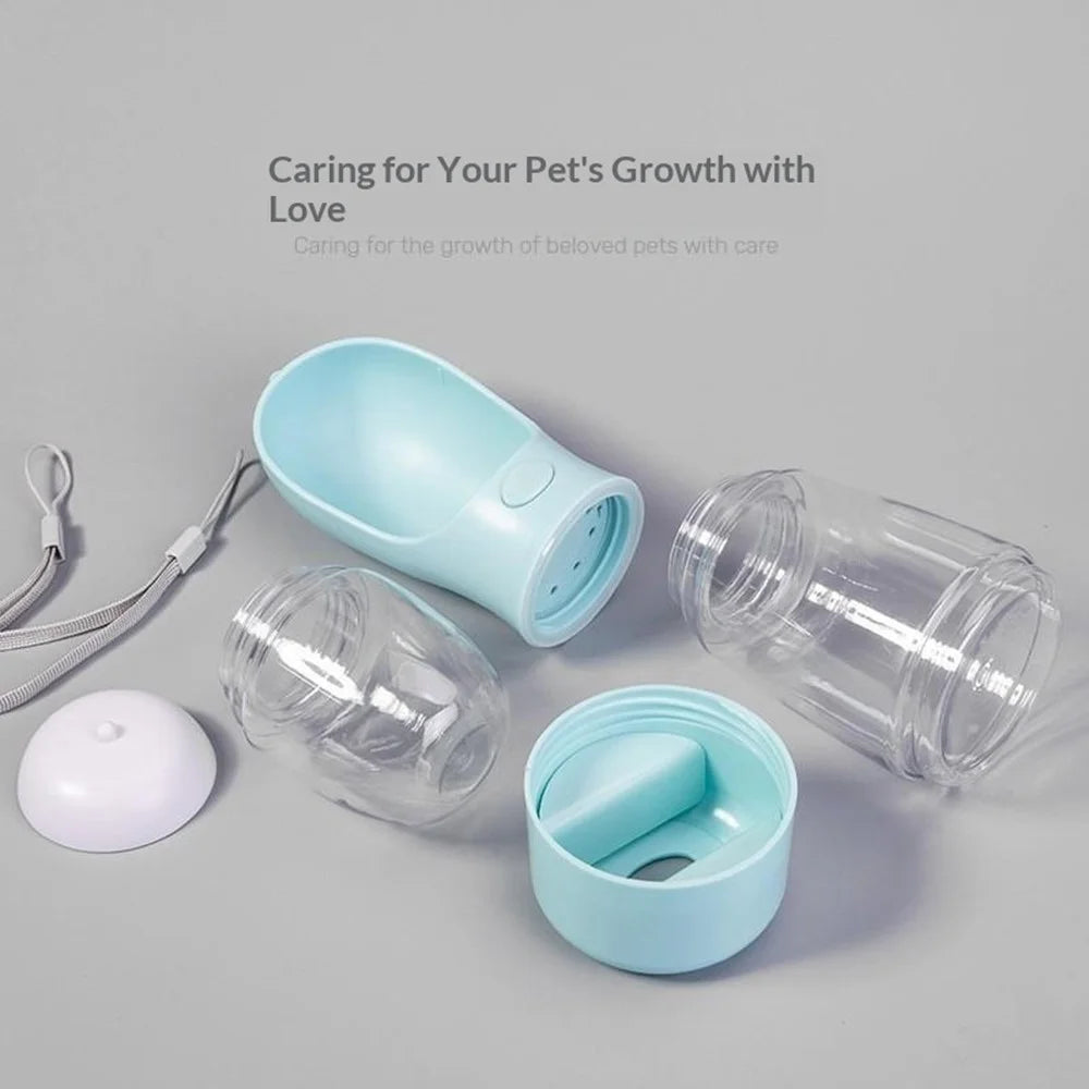 3 in 1 Pet Travel Water Bottle with Food Storage and Poop Bag Dispenser Leak-Proof Dog Cat Water Cup (BPA Free, No FDA) - Sky Blue - 5