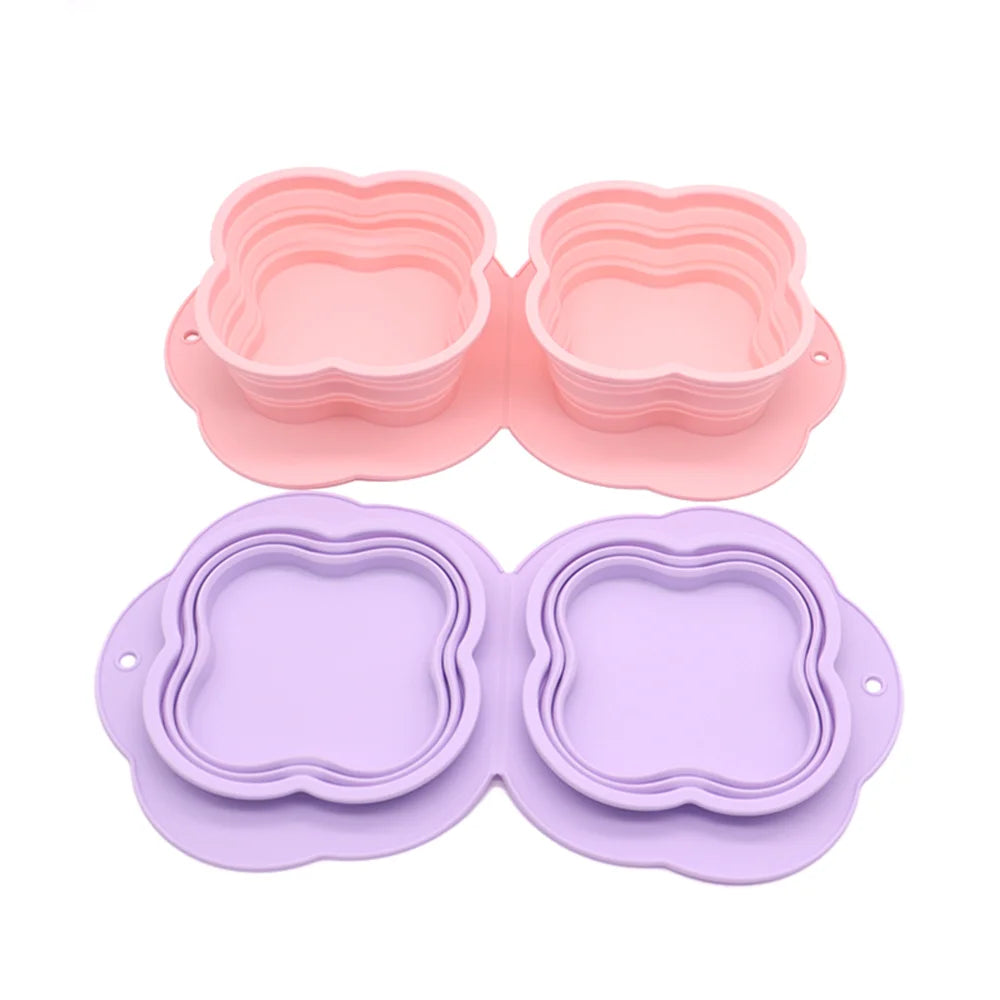 2 in 1 Silicone Collapsible Double Pet Bowl Water and Food Feeder for Travel Outdoor (BPA Free, No FDA) - Turquoise - 6