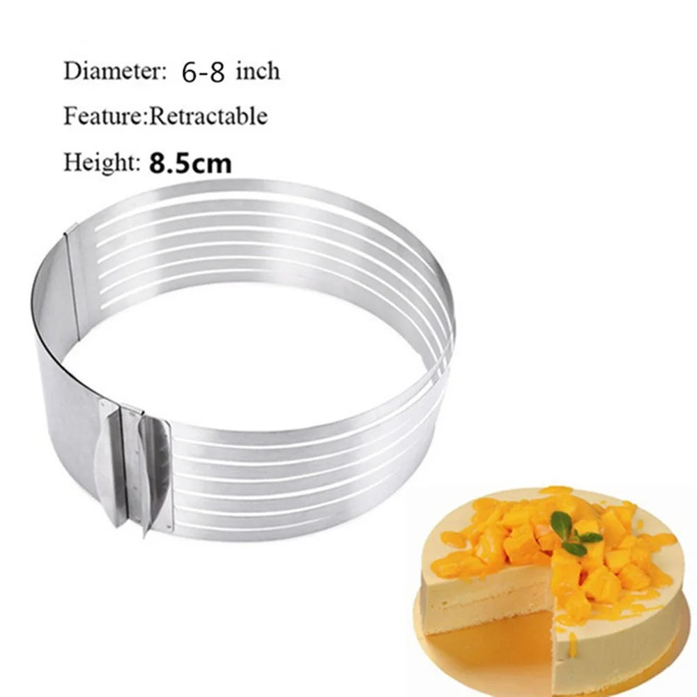 Cake Ring 6 to 8 Inch Adjustable Round Stainless Steel Mousse Mould Ring Bakeware Tool (BPA-free, No FDA Certificate) - 3