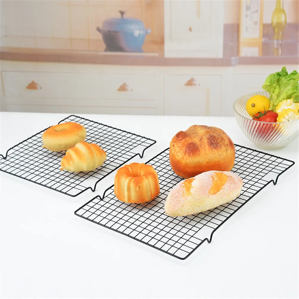 Large Size/40.5*25.5cm Square Cake Cooling Rack Carbon Steel Wire Rack for Cooking/Roasting/Grilling - 4