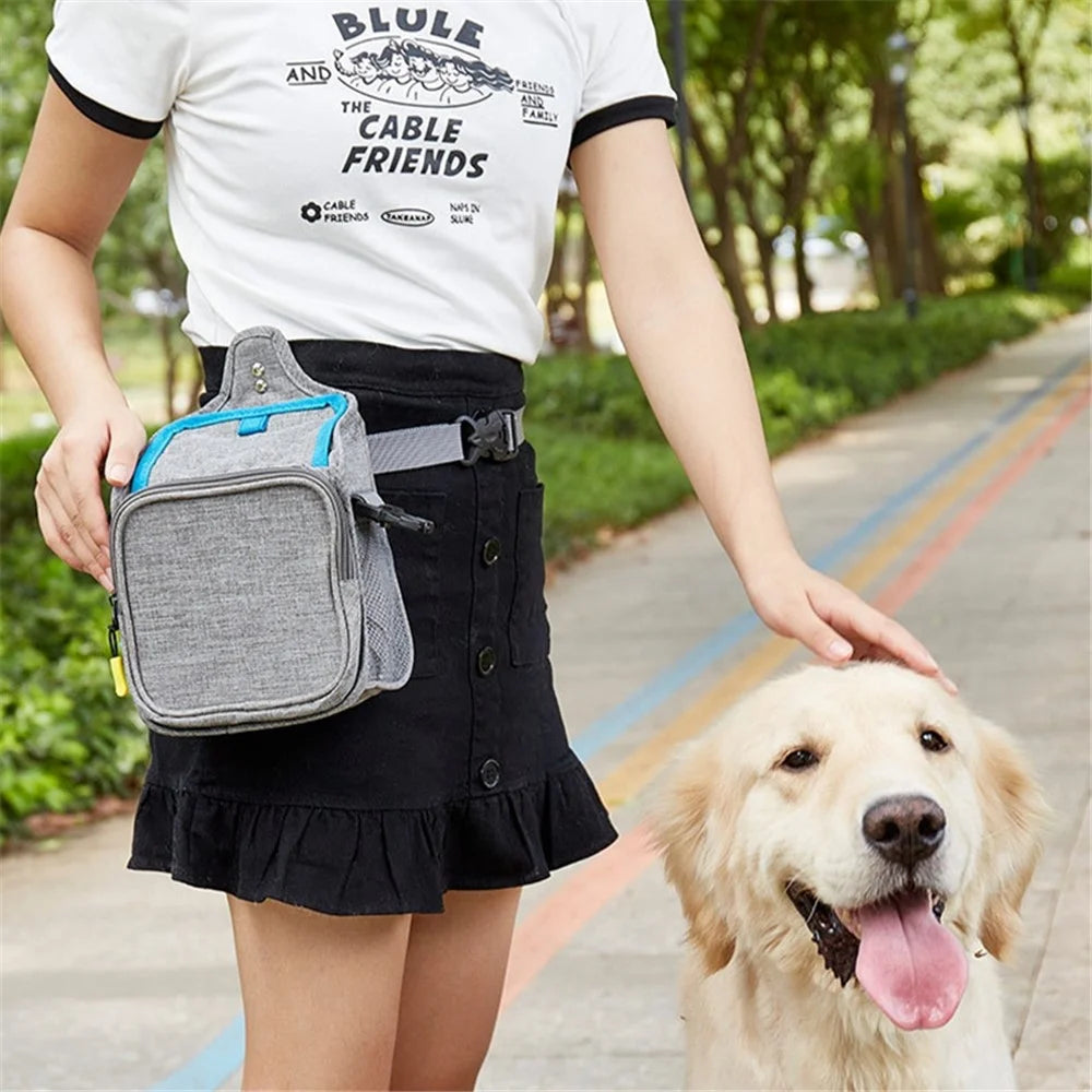QS-096 Dog Treat Pouch Portable Pet Gift Training Bag Multifunction Shoulder Wasit Bag for Food Snack - Grey / Blue - 2