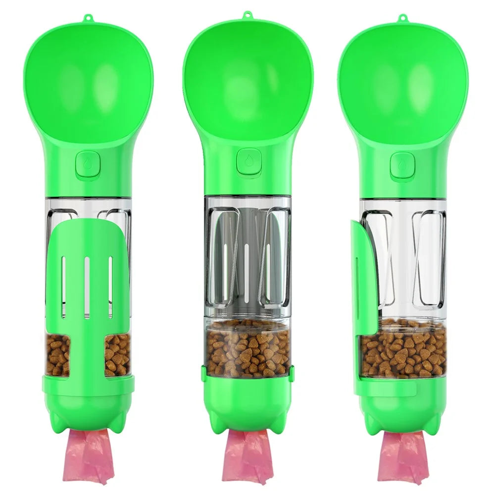 Portable Dog Water Bottle Pet Puppy Doggie Food Storage Box Gift (BPA-Free, FDA Certified, No Certification), with 300ML Water Bottle Gift+Poop Bag Dispenser+Food Storage Box Gift  - Green - 2
