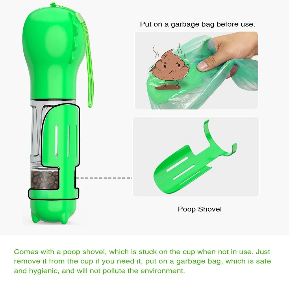 Portable Dog Water Bottle Pet Puppy Doggie Food Storage Box Gift (BPA-Free, FDA Certified, No Certification), with 300ML Water Bottle Gift+Poop Bag Dispenser+Food Storage Box Gift  - Green - 6